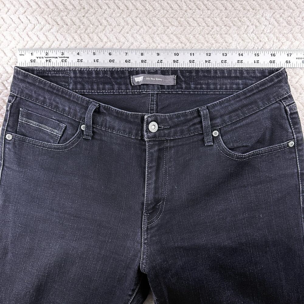 Levis Jeans Womens 14 Black The Skinny Mid Rise Stretch Denim- Black Tag - Picture 3 of 13